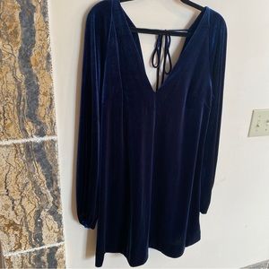 Free People Navy Velvet Shift Dress